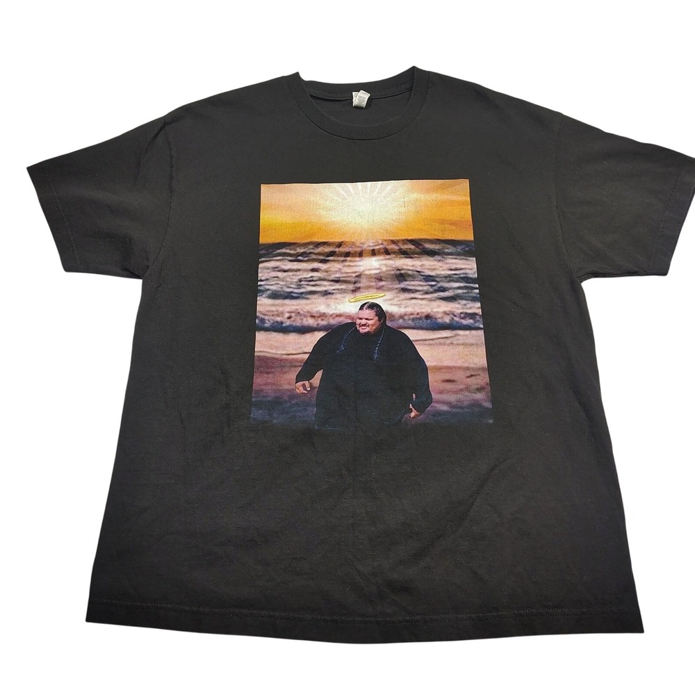 Alstyle Manny MoiMoi Est 1991 Graphic T-Shirt Black Mens XL Beach Sunset Halo